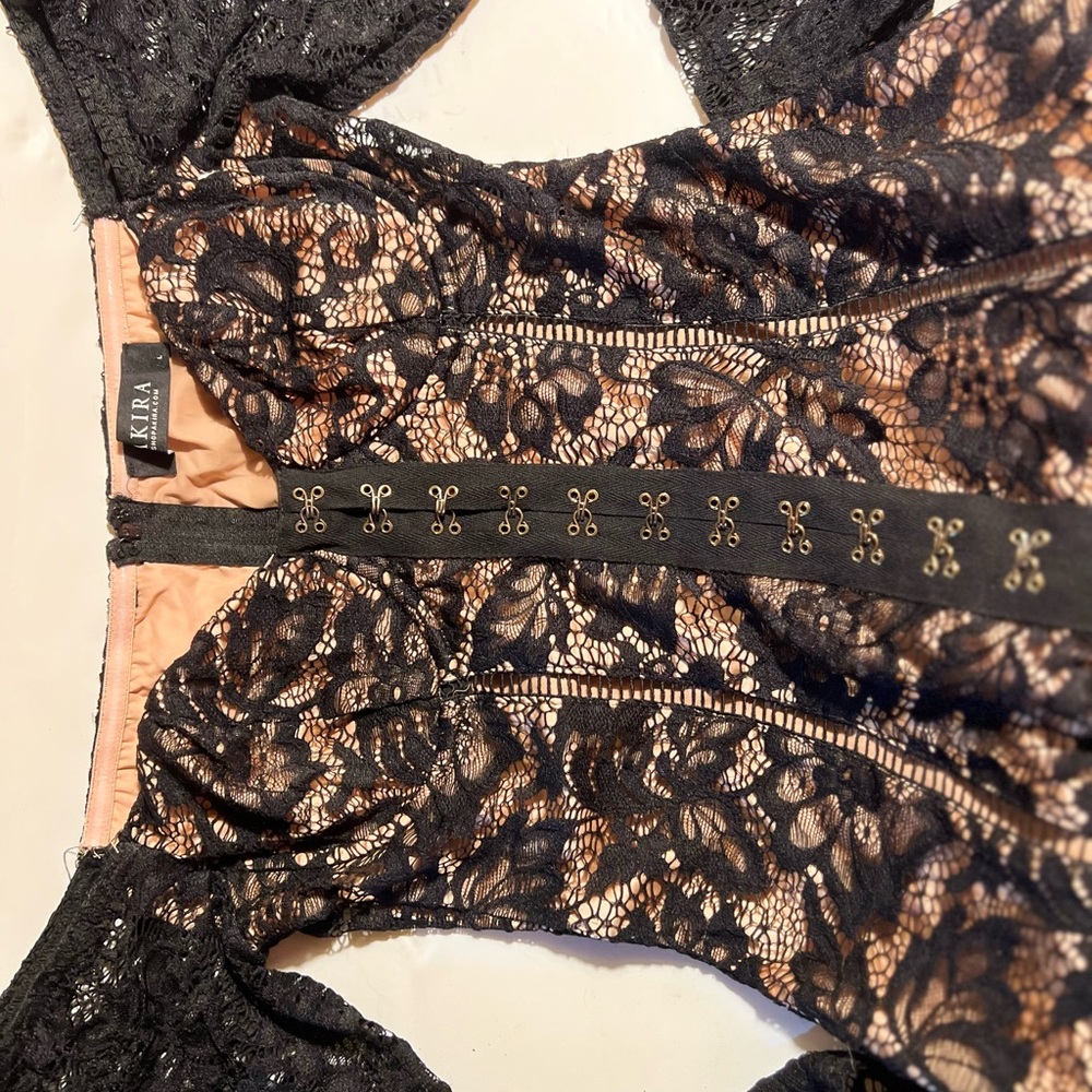 AKIRA Black Lace Dress with Nude Lining
